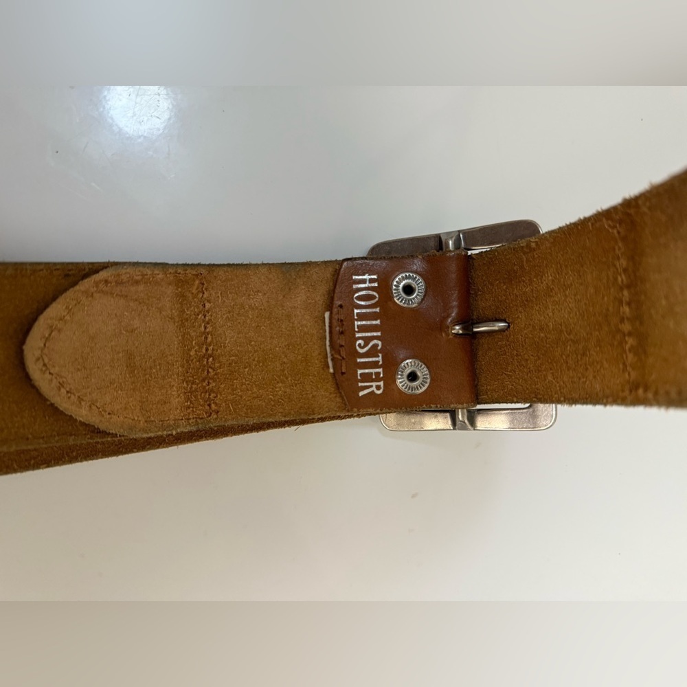 Men’s Hollister chestnut brown durable leather belt high end weave size 42 - Picture 7 of 7
